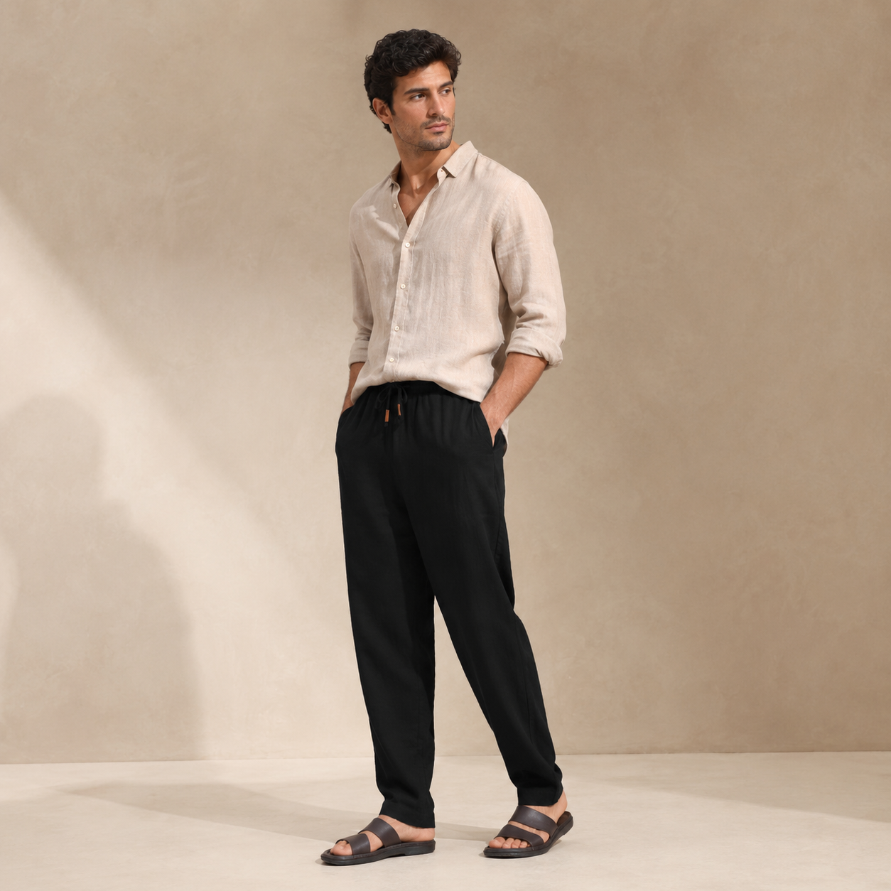 MAURITS LINNEN DRAWSTRING TROUSER CAN