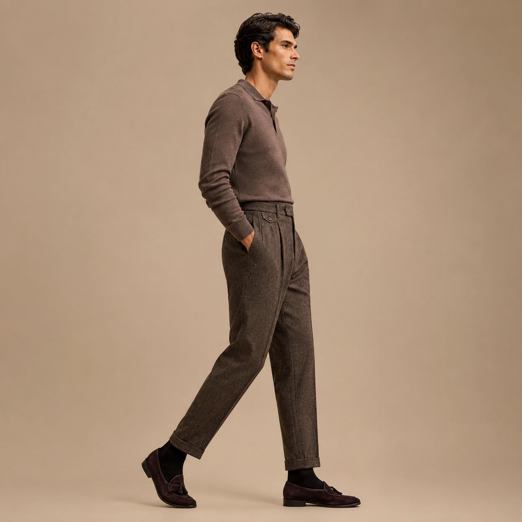 MAURITS HERRINGBONE CROPPED TROUSER CAN
