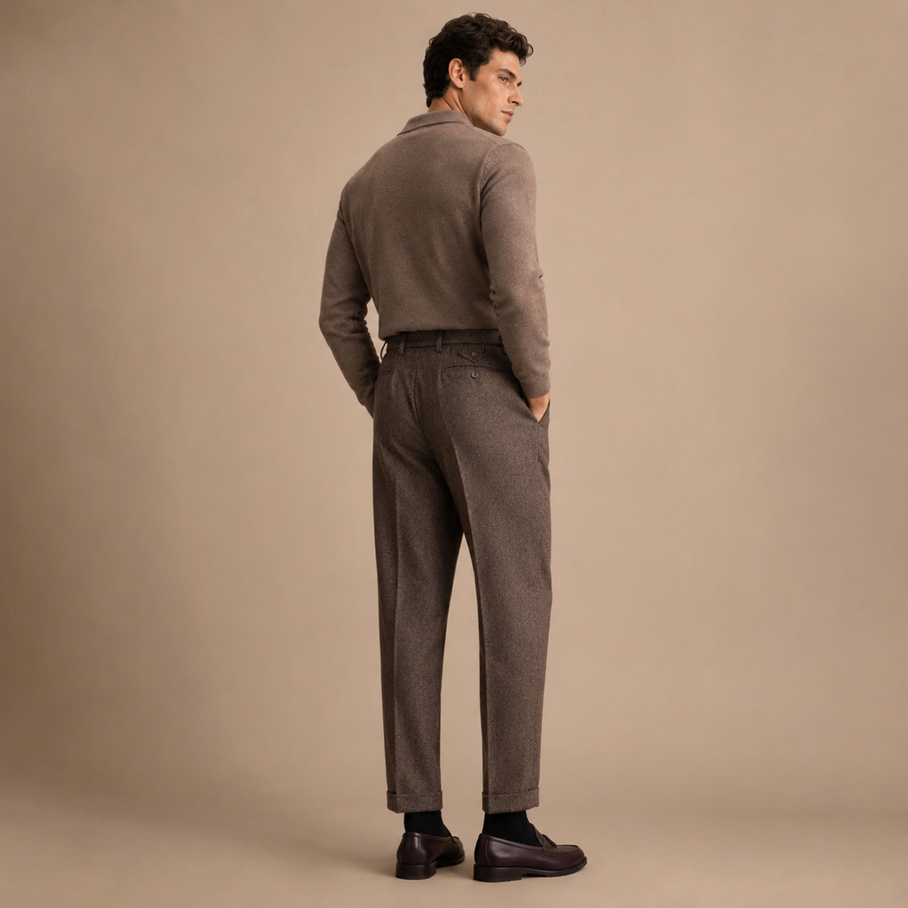MAURITS HERRINGBONE CROPPED TROUSER CAN