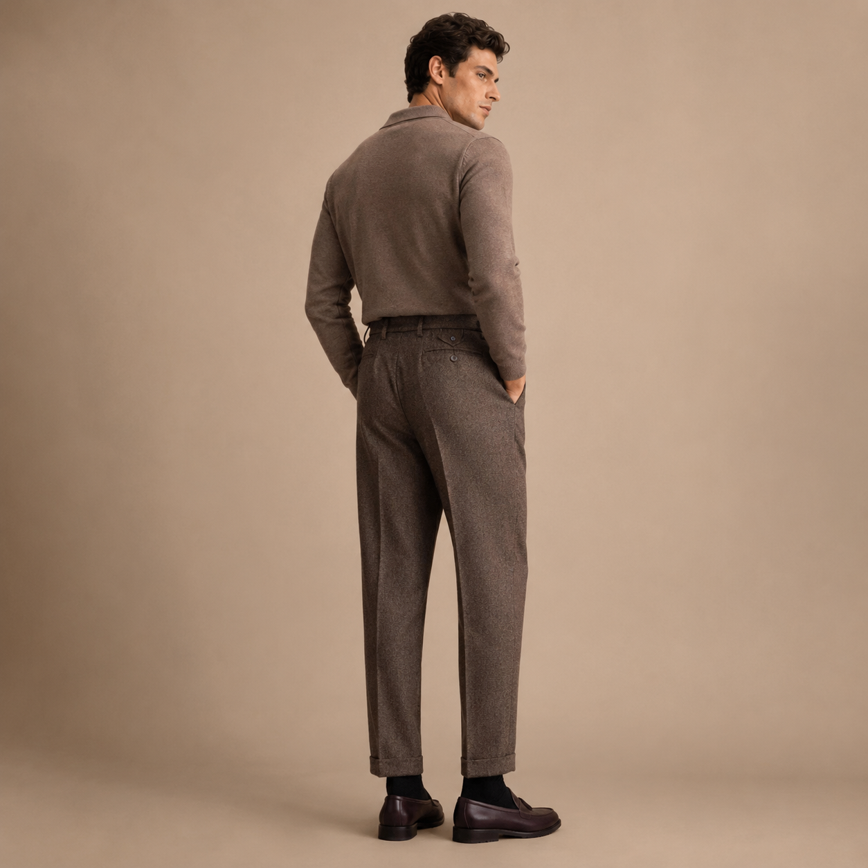 MAURITS HERRINGBONE CROPPED TROUSER CAN