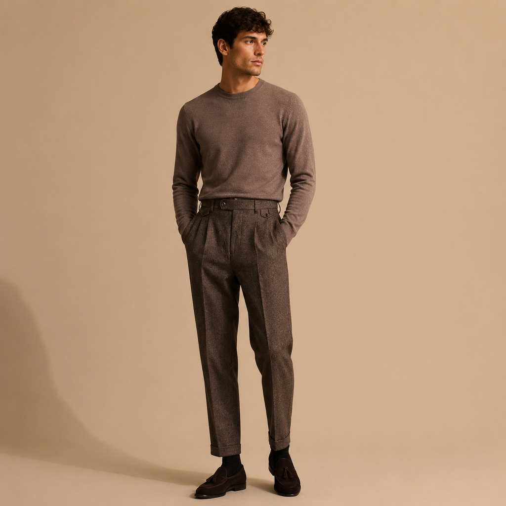 MAURITS HERRINGBONE CROPPED TROUSER CAN