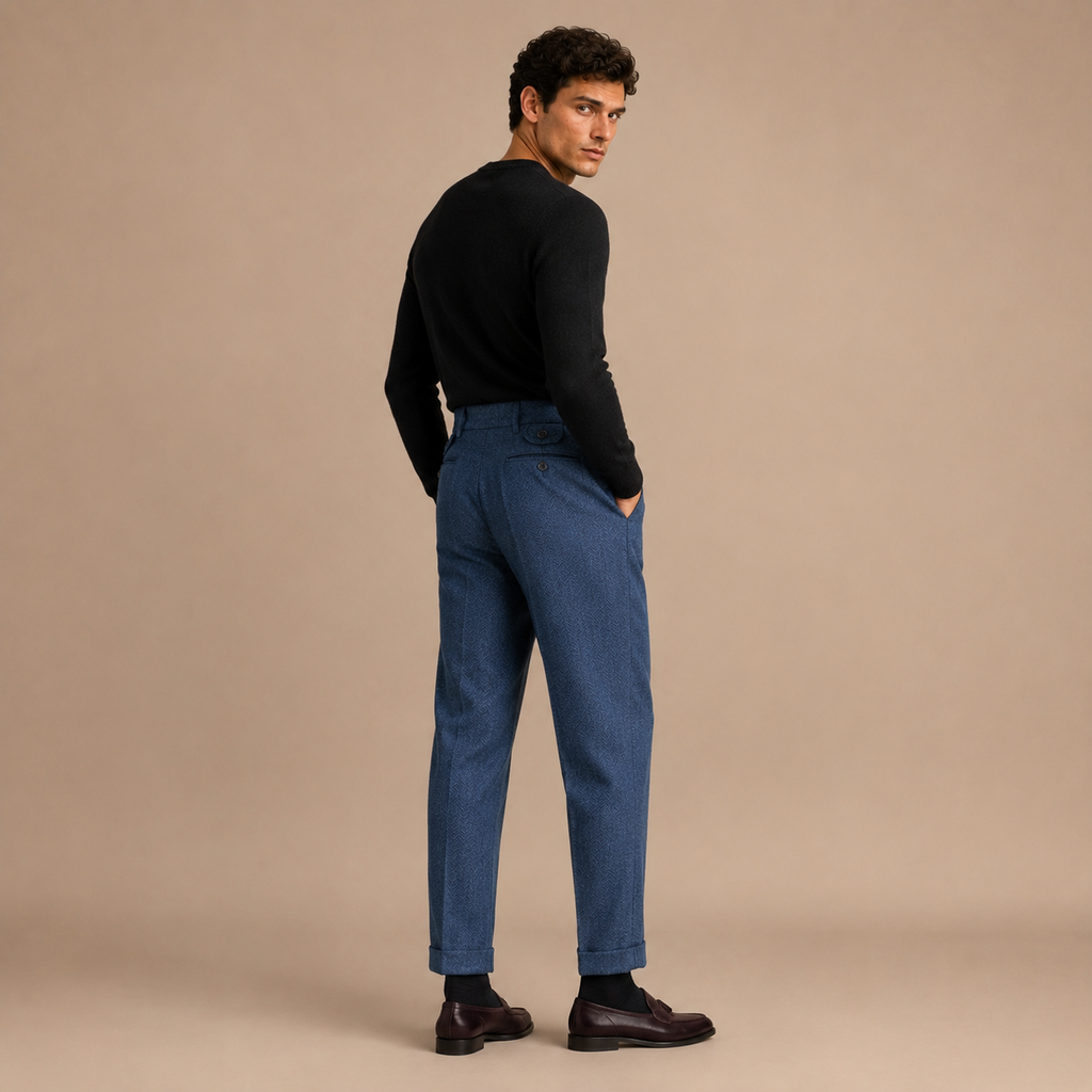 MAURITS HERRINGBONE CROPPED TROUSER CAN