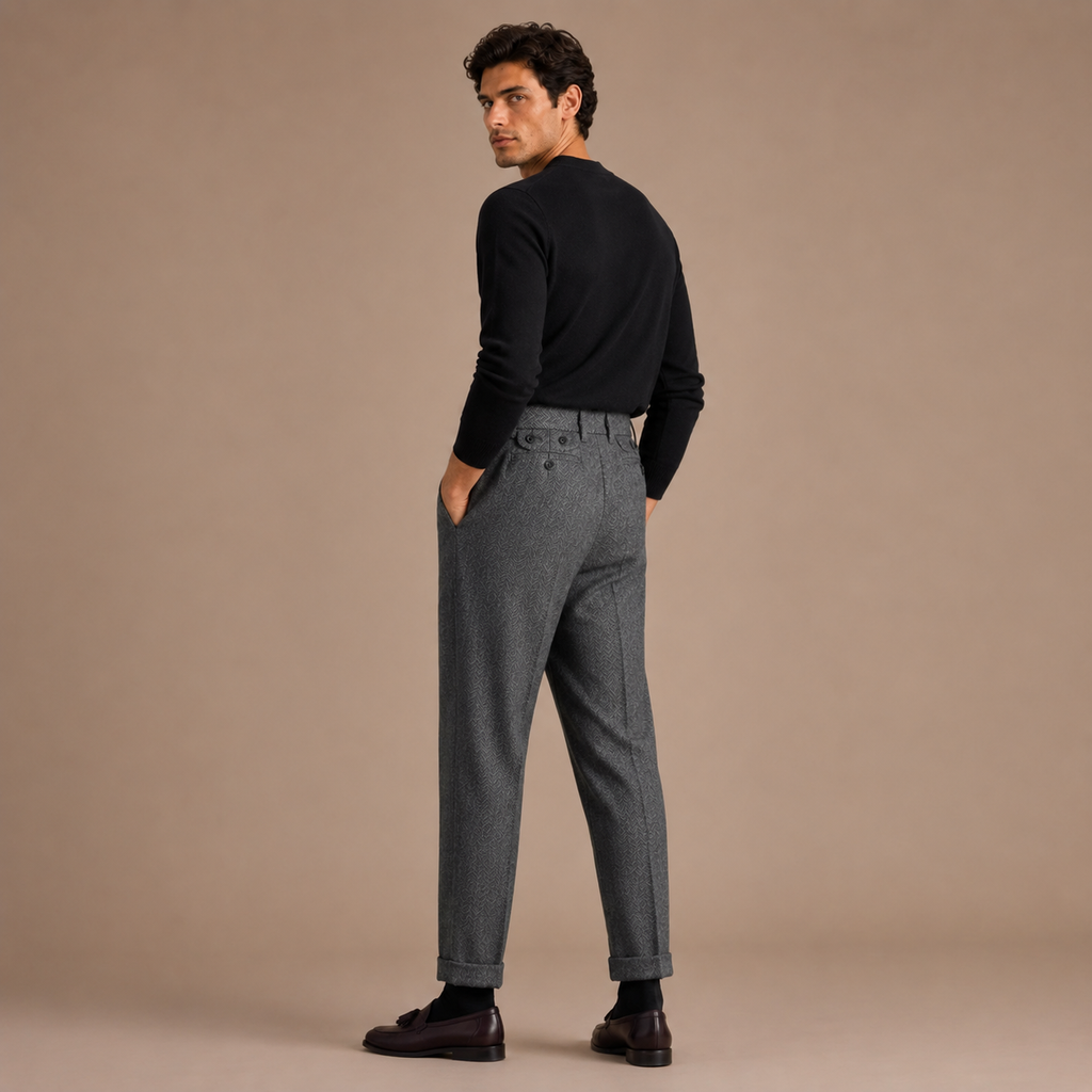 MAURITS HERRINGBONE CROPPED TROUSER CAN