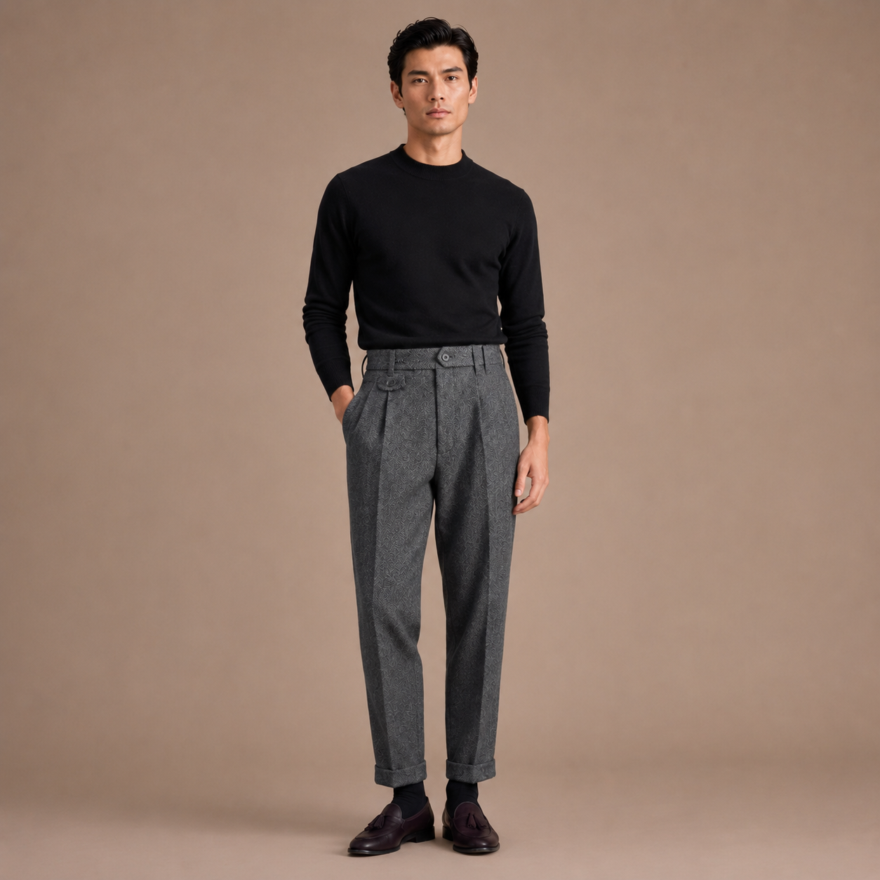 MAURITS HERRINGBONE CROPPED TROUSER CAN