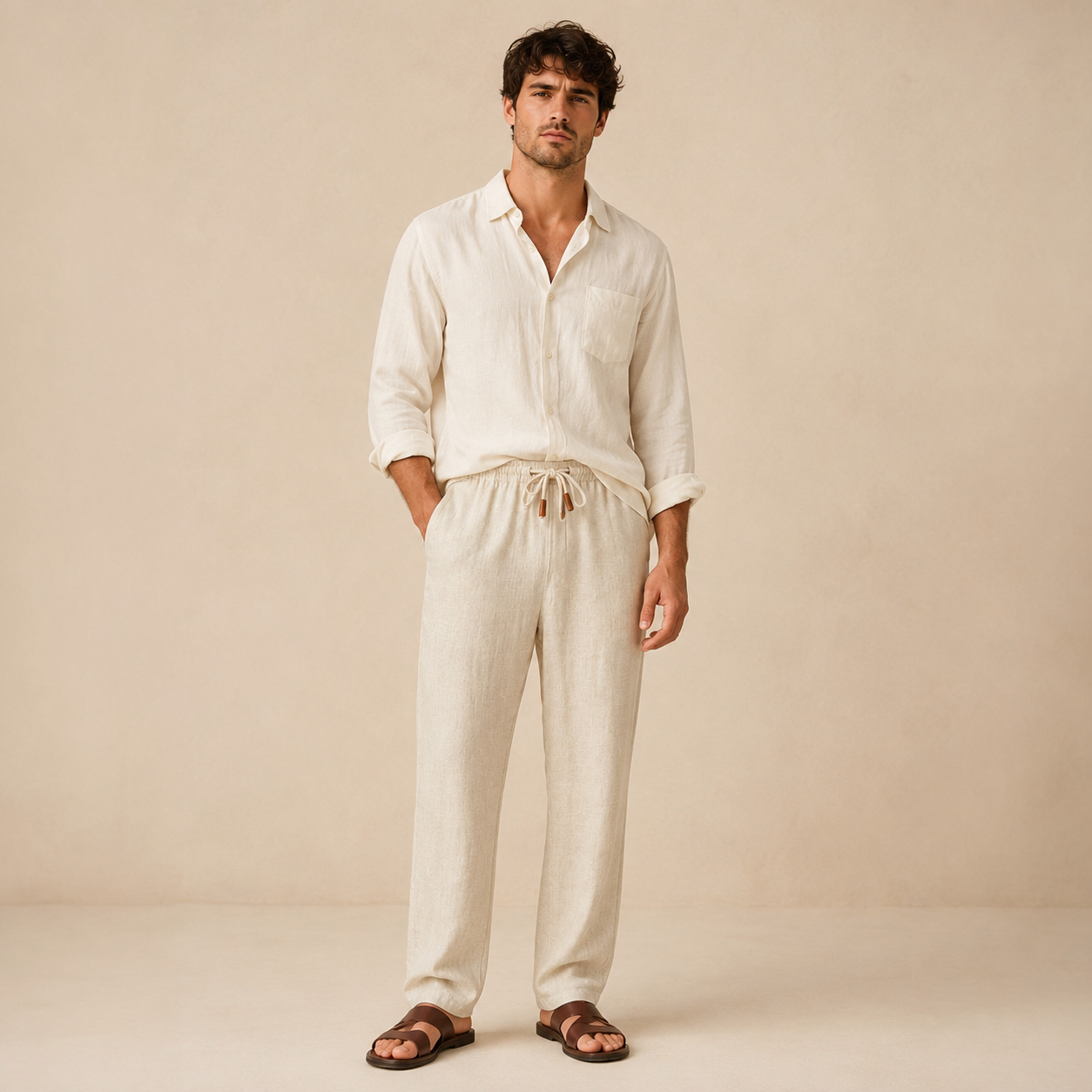 MAURITS LINNEN DRAWSTRING TROUSER CAN