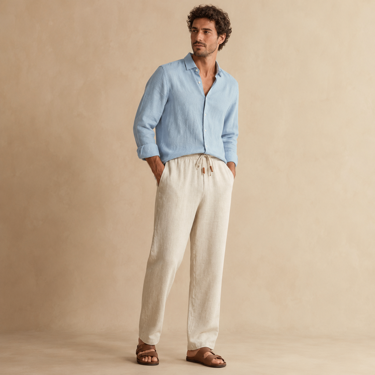 MAURITS LINNEN DRAWSTRING TROUSER CAN