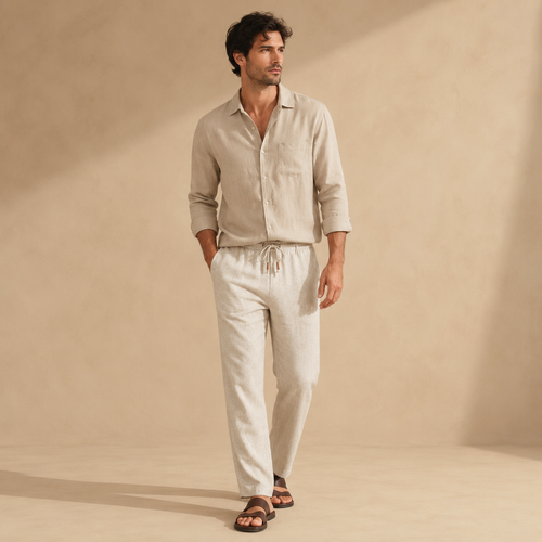 MAURITS LINNEN DRAWSTRING TROUSER CAN
