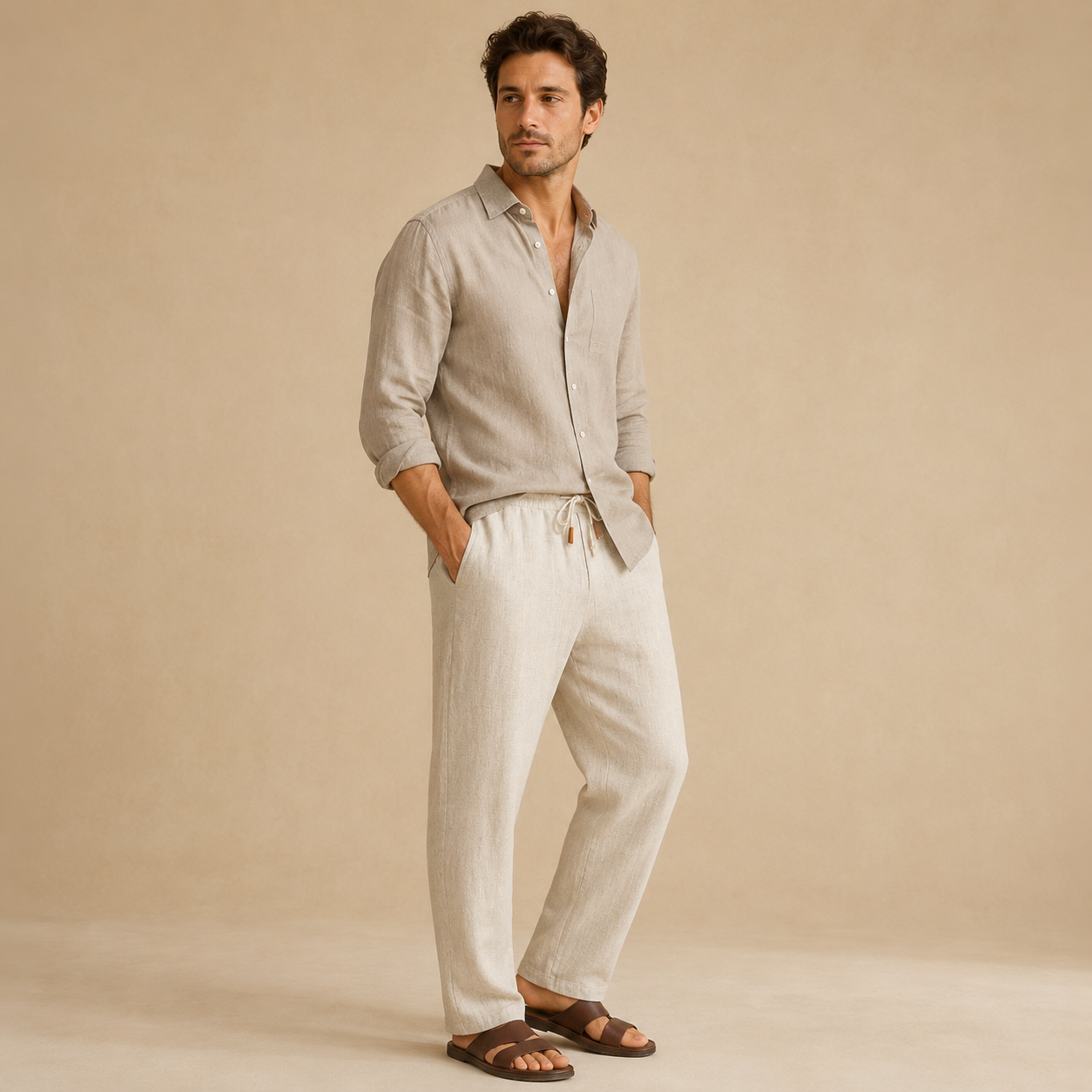 MAURITS LINNEN DRAWSTRING TROUSER CAN
