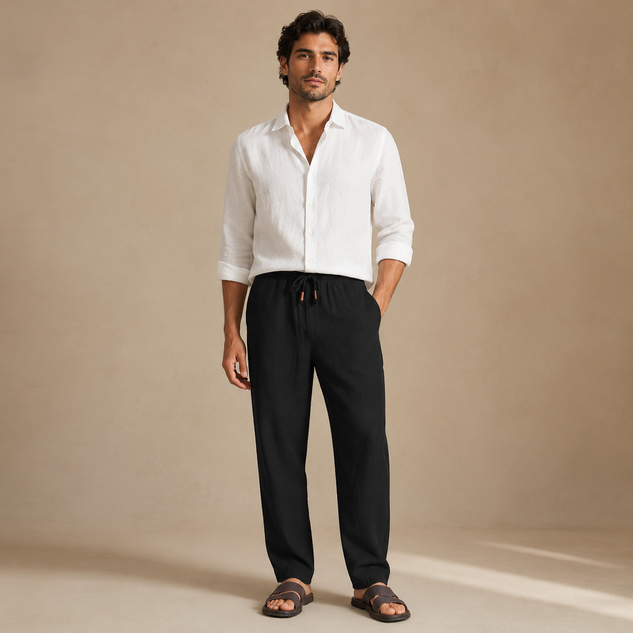 MAURITS LINNEN DRAWSTRING TROUSER CAN