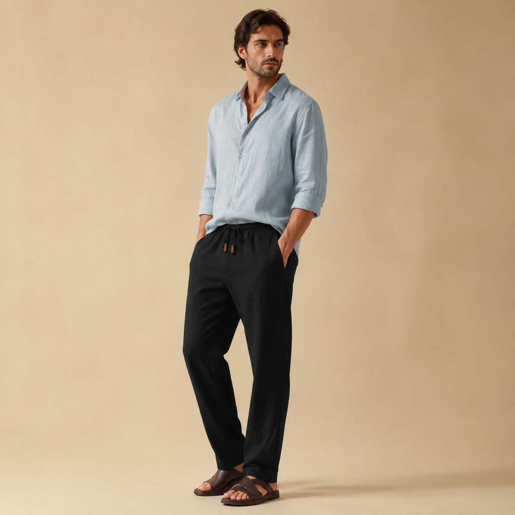 MAURITS LINNEN DRAWSTRING TROUSER CAN