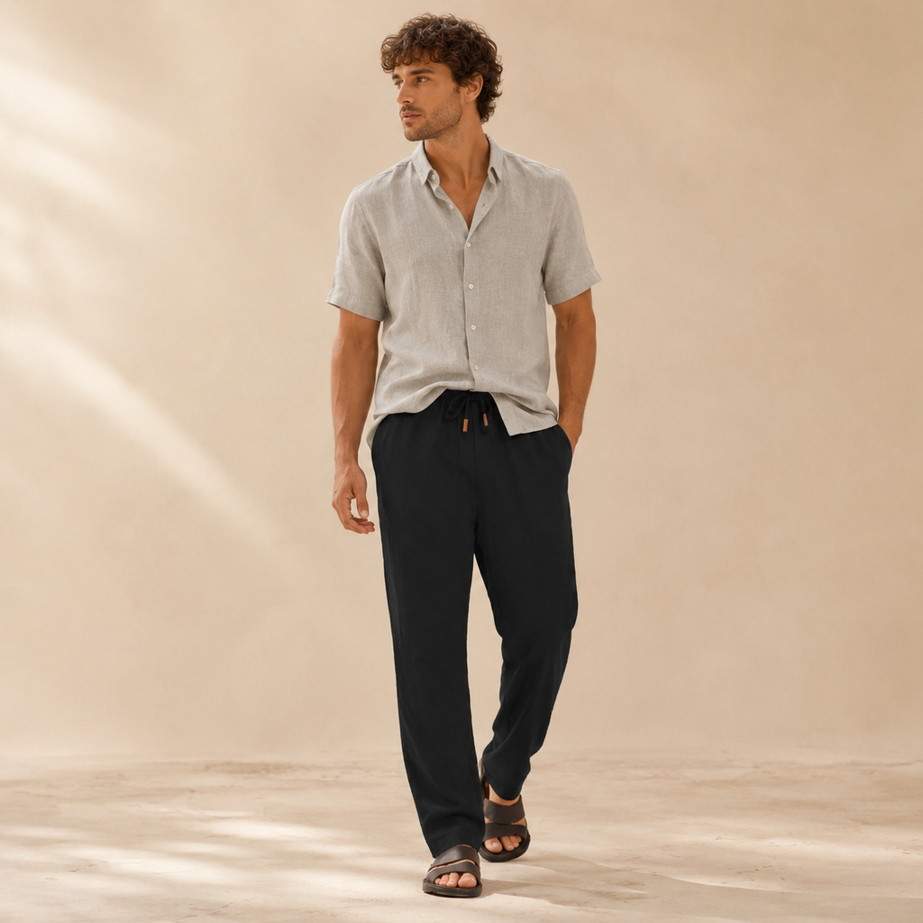 MAURITS LINNEN DRAWSTRING TROUSER CAN