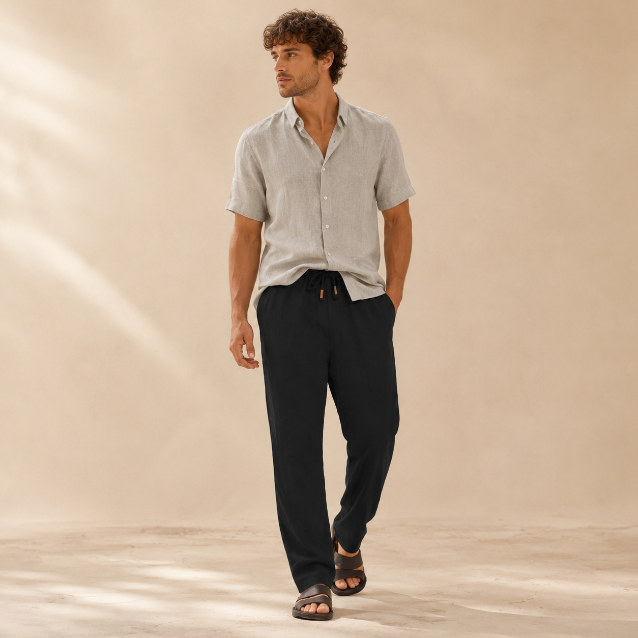 MAURITS LINNEN DRAWSTRING TROUSER CAN